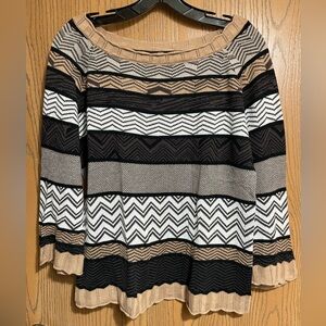 Cupio Women's Striped Sweater - Black, White, Tan